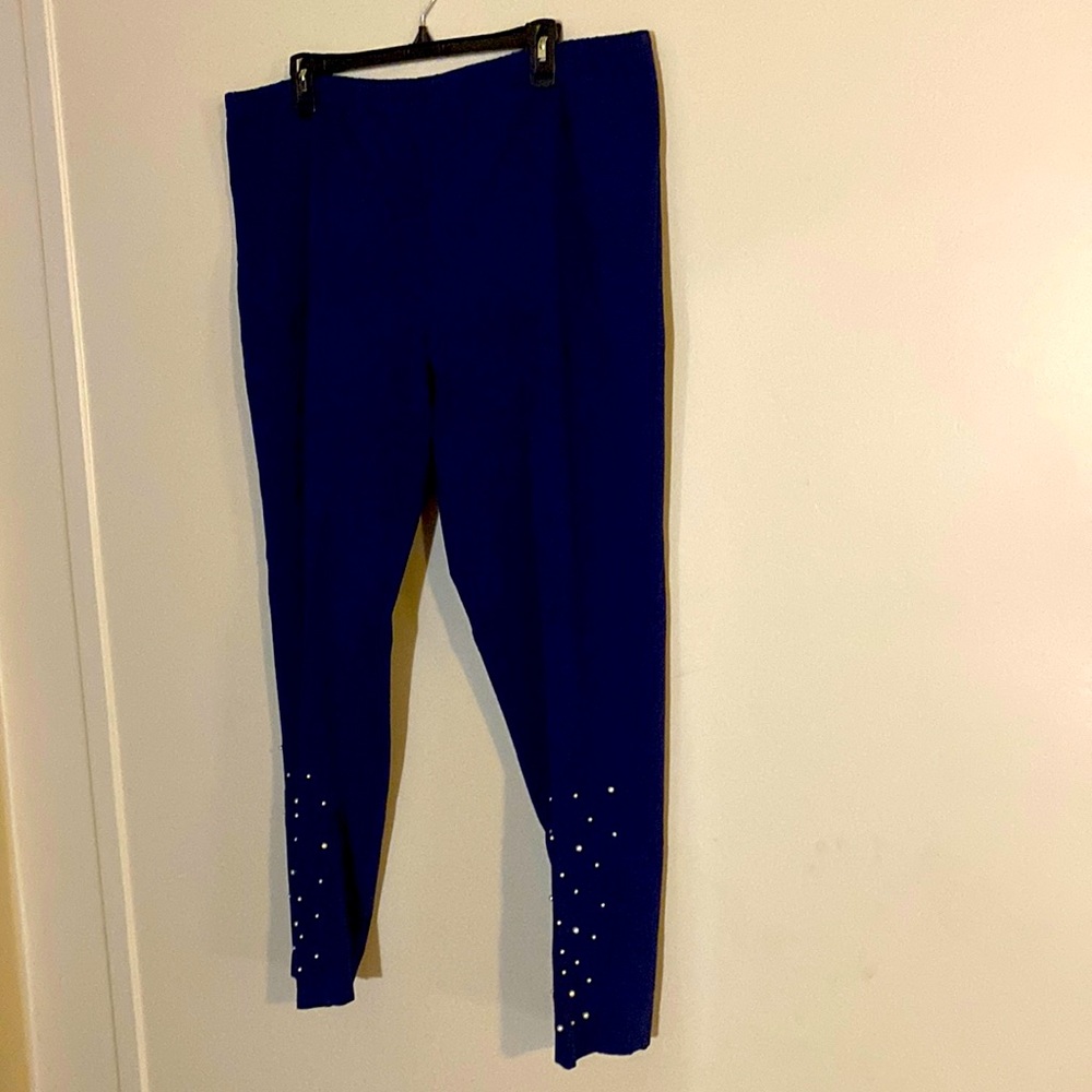 Quacker Factory, size 1X denim blue long pants.